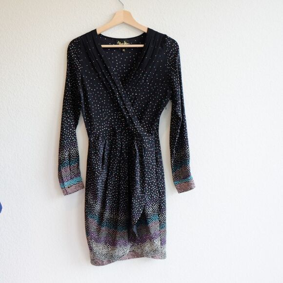 Yumi Kim Revolve 100% Silk Mini Dress Long Sleeve Faux Wrap Sz XS - Picture 2 of 10